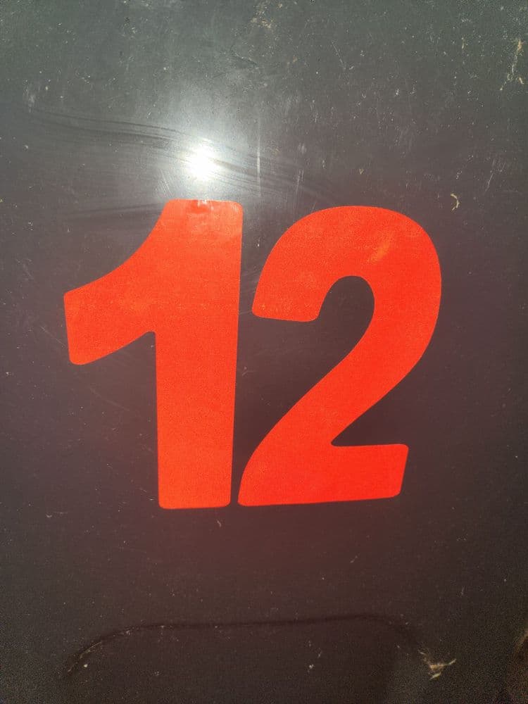 Reflective Red Race Number inch Custom Size