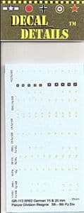 GR-113  WW2 German division markings - 5th, 6th, 7th and 8th - 15 / 20mm