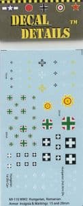 MI-110 15 / 20mm WW2 Insignia and markings for Hungarian and Romanian armor