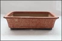 Bonsai Pot, Handmade, Rectangle, 16cm, Brown, Glazed