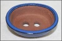 Bonsai Pot, Oval, 12cm, Blue (Light), Glazed