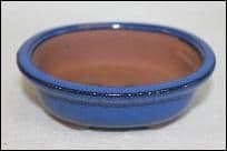 Bonsai Pot, Oval, 12cm, Blue (Light), Glazed