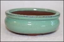 Bonsai Pot, Oval, 12cm, Green (Pale), Glazed