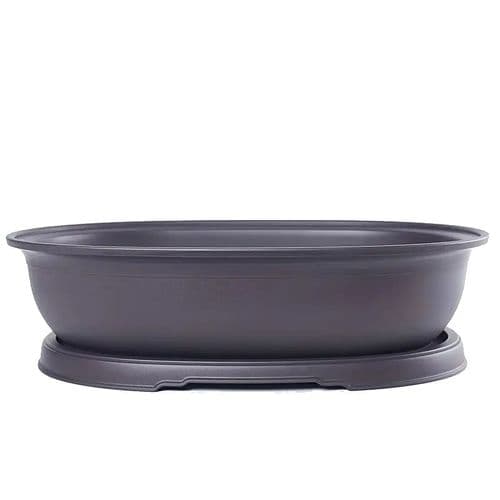 Bonsai Pot, Oval, 25cm, Brown, Plastic, Saucer