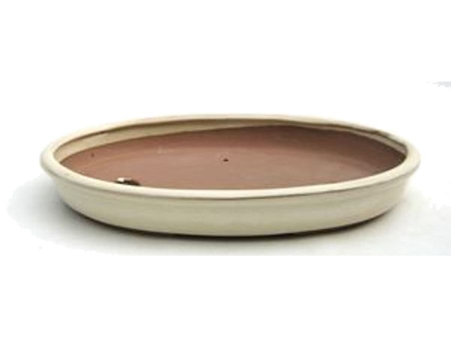 Bonsai Pot Oval 30cm Cream Glazed