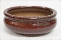 Bonsai Pot, Oval (CL), 12cm, Red, Glazed