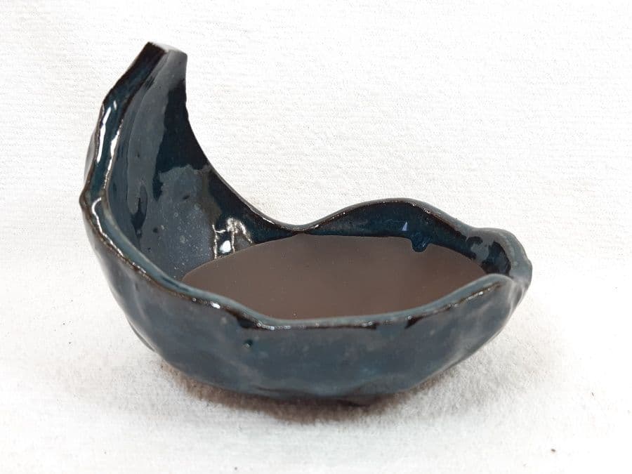 Bonsai Pot, Primitive Oval, 12cm, Green, Glazed