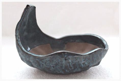 Bonsai Pot, Primitive Oval, 16cm, Blue, Glazed