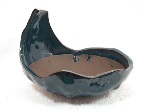 Bonsai Pot, Primitive Oval, 16cm, Green, Glazed