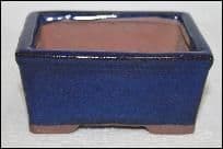 Bonsai Pot, Rectangle, 11cm, Blue (Dark), Glazed