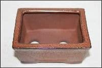 Bonsai Pot, Rectangle, 11cm, Red, Glazed