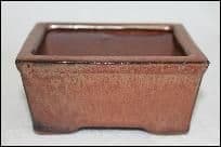 Bonsai Pot, Rectangle, 11cm, Red, Glazed