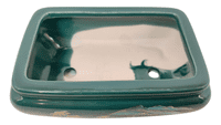 Bonsai Pot, Rectangle, 14cm, Green (LS), Glazed