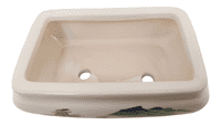 Bonsai Pot, Rectangle, 14cm, White (LS), Glazed