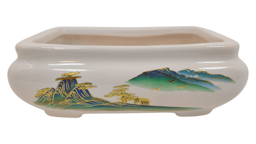 Bonsai Pot, Rectangle, 14cm, White (LS), Glazed