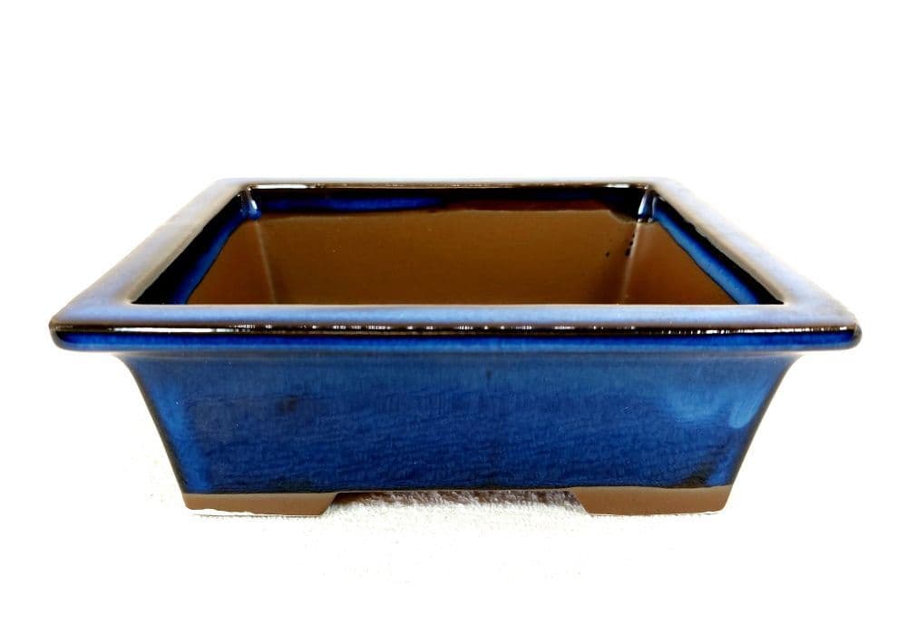 Bonsai Pot Rectangle 16cm Blue Glazed