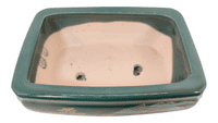 Bonsai Pot, Rectangle, 16cm, Green (LS), Glazed