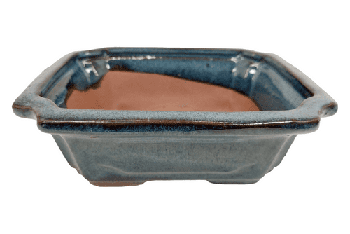 Bonsai Pot, Rectangle, 18cm, Blue, Glazed, USED #12