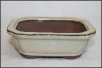 Bonsai Pot, Rectangle (CC), 13cm, Cream, Glazed