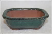 Bonsai Pot, Rectangle (CC), 13cm, Green, Glazed