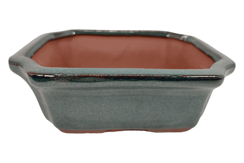 Bonsai Pot, Rectangle (IC), 15cm, Green, Glazed, USED #13