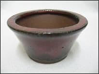 Bonsai Pot, Round, 10cm, Red, Glazed