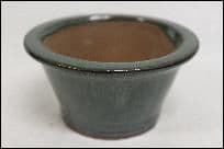 Bonsai Pot, Round, 11cm, Green (Dark), Glazed