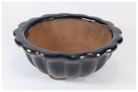 Bonsai Pot, Round, 12cm, Black, Glazed