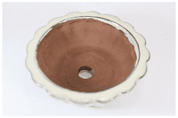 Bonsai Pot, Round, 12cm, Cream, Glazed
