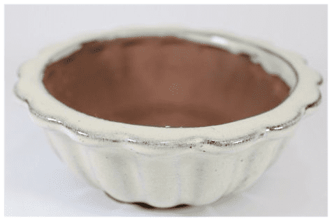 Bonsai Pot, Round, 12cm, Cream, Glazed