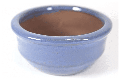Bonsai Pot, Round, 9cm, Blue (Pale), Glazed