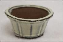 Bonsai Pot, Round (F), 9cm, Cream, Glazed