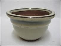 Bonsai Pot, Round (H), 11cm, Cream, Glazed