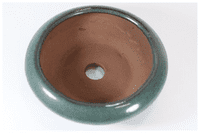 Bonsai Pot, Round (IL), 11cm, Green, Glazed