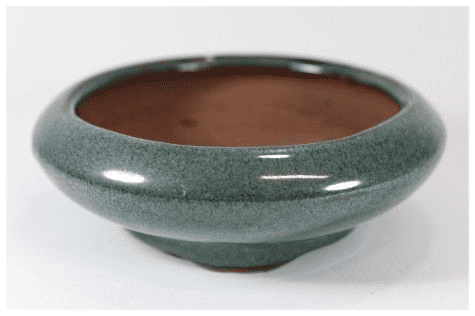 Bonsai Pot, Round (IL), 11cm, Green, Glazed
