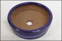 Bonsai Pot, Round (NL), 11cm, Blue (Dark), Glazed