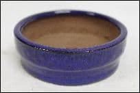 Bonsai Pot, Round (NL), 11cm, Blue (Dark), Glazed