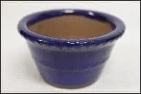 Bonsai Pot, Round (P), 11cm, Blue (Dark), Glazed