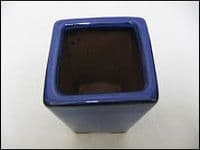 Bonsai Pot, Square, 7cm, Blue, Glazed