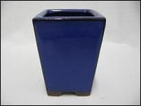 Bonsai Pot, Square, 7cm, Blue, Glazed