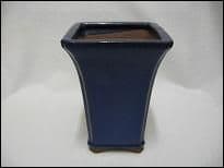 Bonsai Pot, Square (T), 11cm, Blue (Dark), Glazed