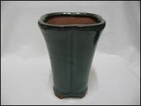 Bonsai Pot, Square (T), 11cm, Green (Dark), Glazed