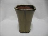 Bonsai Pot, Square (T), 11cm, Green (Olive), Glazed