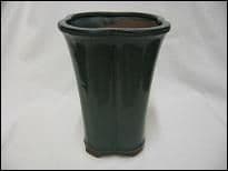 Bonsai Pot, Square (T), 14cm, Green, Glazed