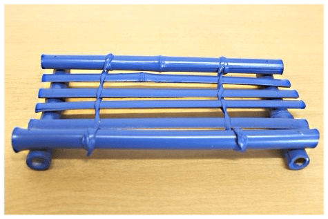 Coloured Mini Bamboo Table, Blue, 23cm