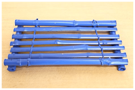 Coloured Mini Bamboo Table, Blue, 27cm