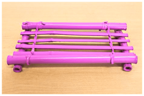 Coloured Mini Bamboo Table, Pink, 23cm