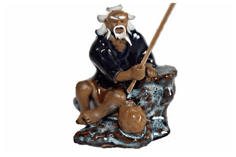 Figurine, Man Fishing, 6cm, Blue