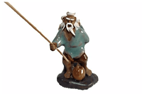 Figurine, Man Fishing, 7cm, Green