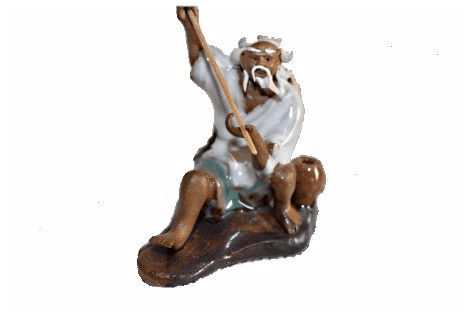Figurine, Man Fishing, 8cm, White